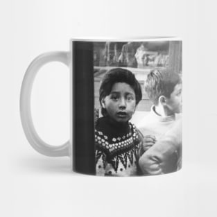 Peruvian School boys looking at skeleton Mug